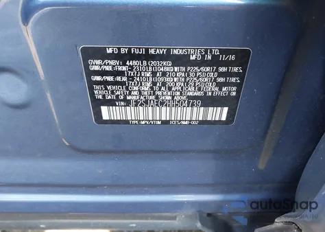 2017 Subaru Forester 2.5I Premium из США, поврежденный, VIN JF2SJAEC2HH504739